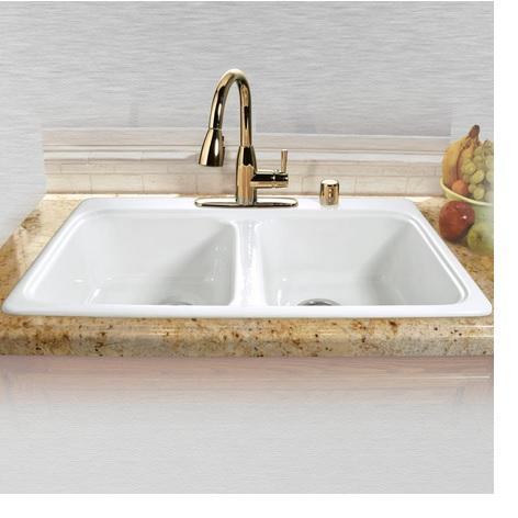 Miseno MCI45-4TM-20 33" Double Basin Drop In Cast Iron Kitchen Sink