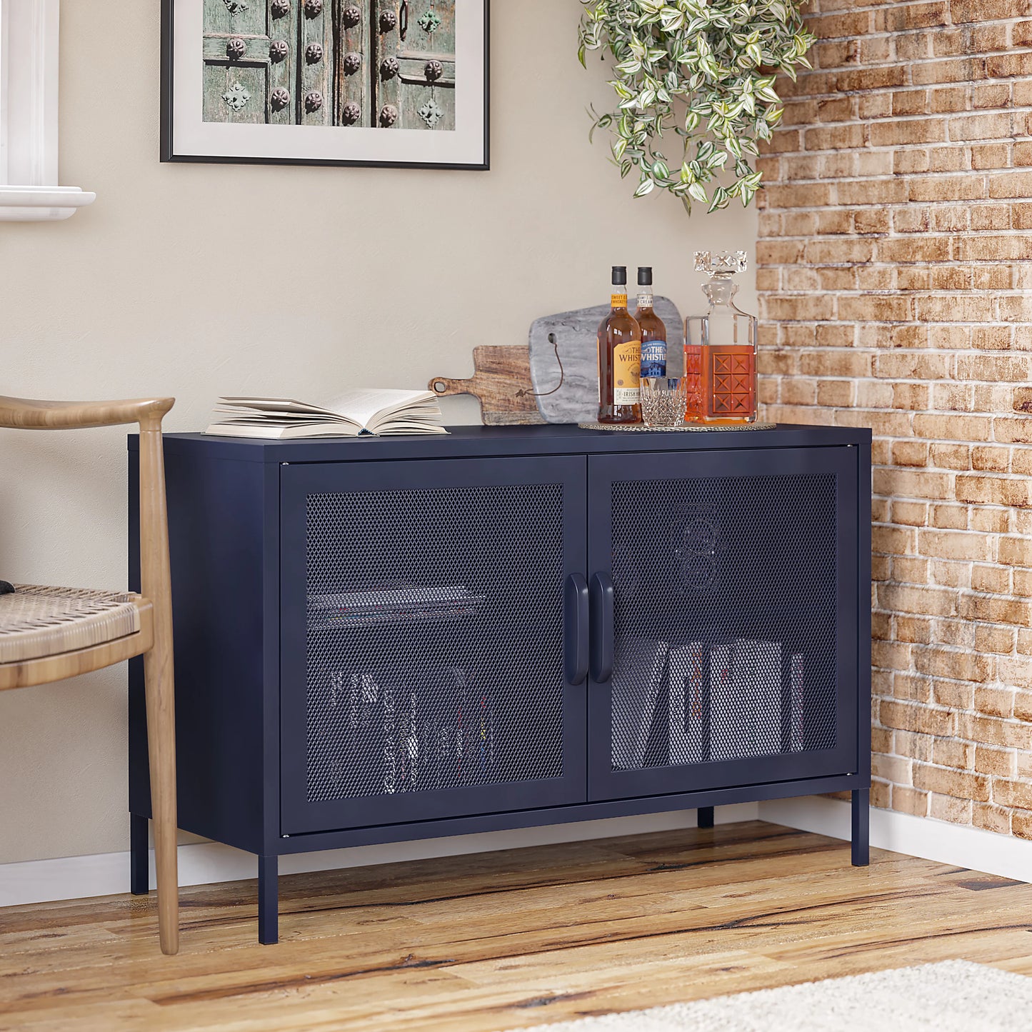 Novogratz Channing 2 Door Navy Storage Cabinet