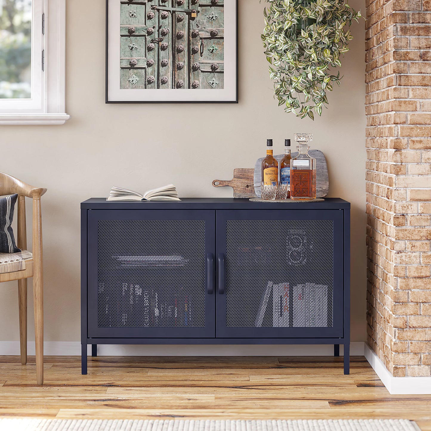 Novogratz Channing 2 Door Navy Storage Cabinet