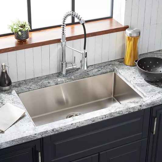 Signature Hardware 29 x 18-1/2 in. Stainless Steel Single Bowl Stainless Steel Undermount Kitchen Sink