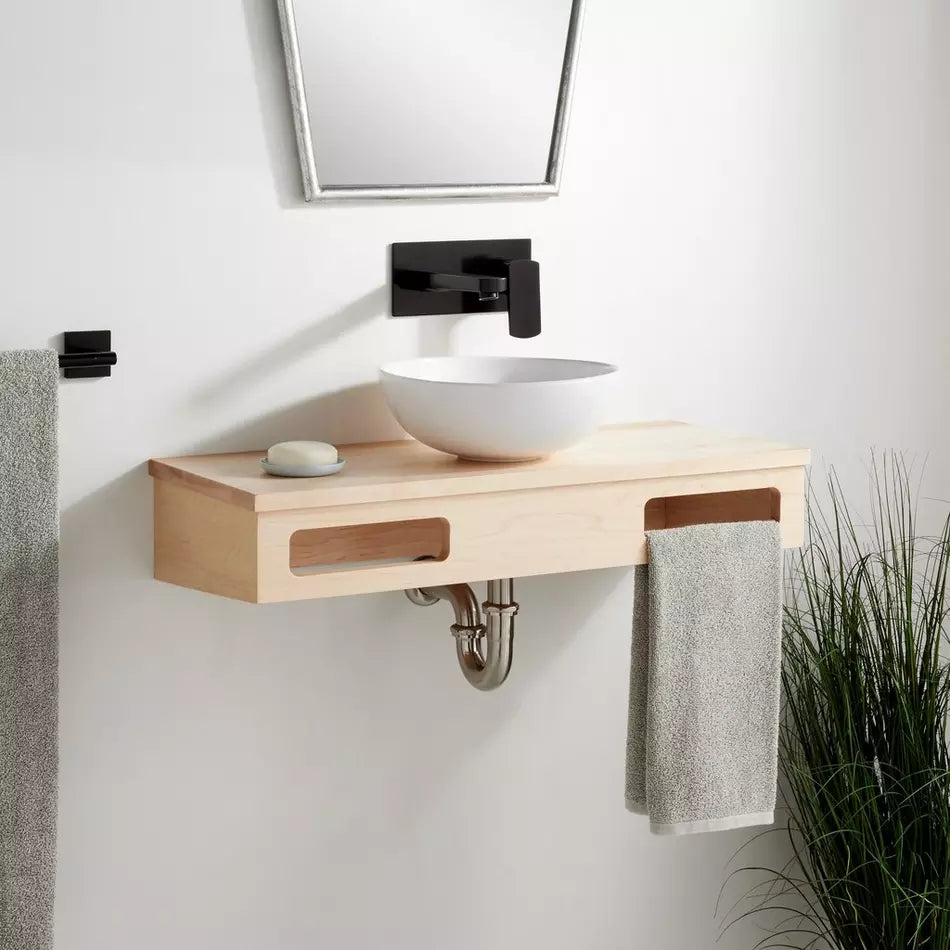 Signature Hardware Nadiya 30" Wall-Mount Single Basin Vanity Set Unfinished Maple
