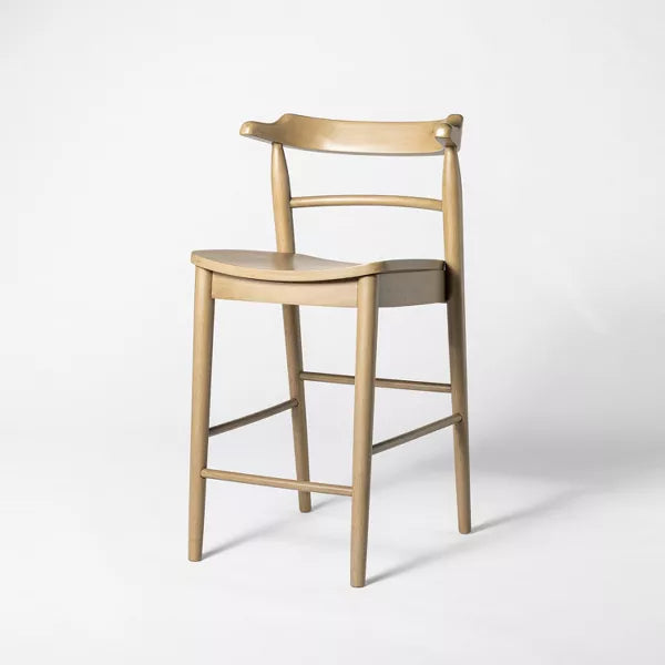 Kaysville Curved Back Wood Counter Height Barstool, Natural - Threshold