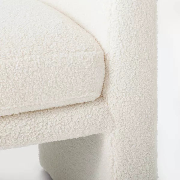 Vernon Ottoman, Cream Faux Shearling - Threshold designed with Studio McGee