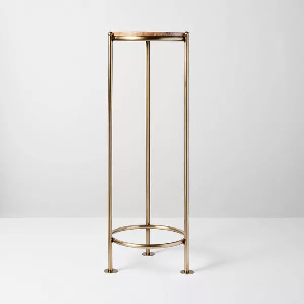 27" Wood & Brass Round Plant Stand - Hearth & Hand with Magnolia