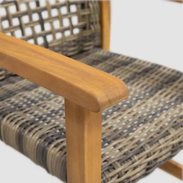 Hampton 2pk Acacia Wood & Wicker Dining Chairs - Natural/Gray - Christopher Knight Home