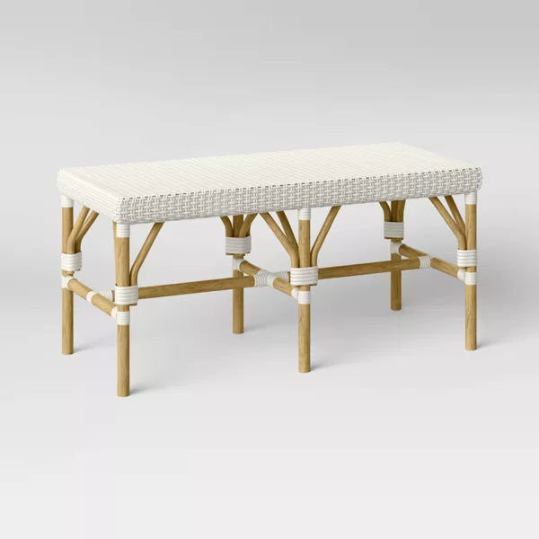 Perry Rattan Woven Bench Cream - Threshold