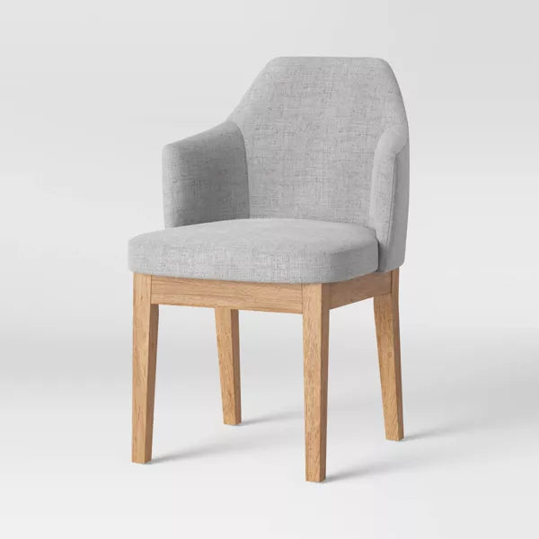 Kinston Curved Back Upholstered Dining Chair, Light Gray