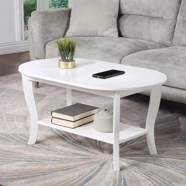 American Heritage Oval Coffee Table with Shelf - Breighton Home