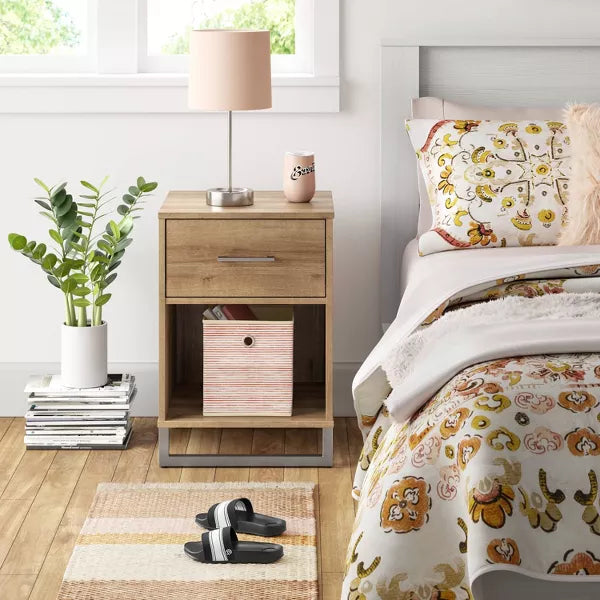 Mixed Material Nightstand Natural - Room Essentials