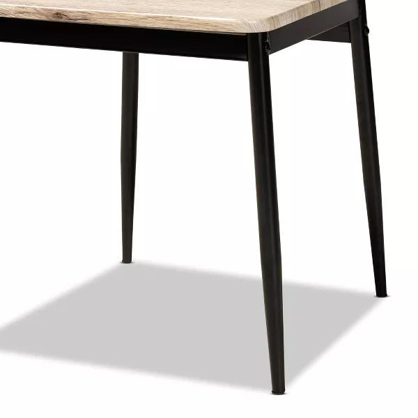 4pc Honore Wood and Metal Dining Chair Set Light Brown/Black - Baxton Studio