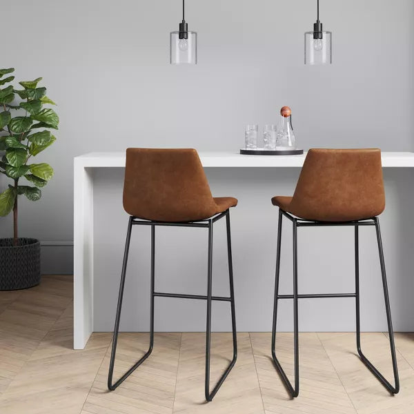 Bowden Faux Leather Counter Height Barstool Caramel - Threshold