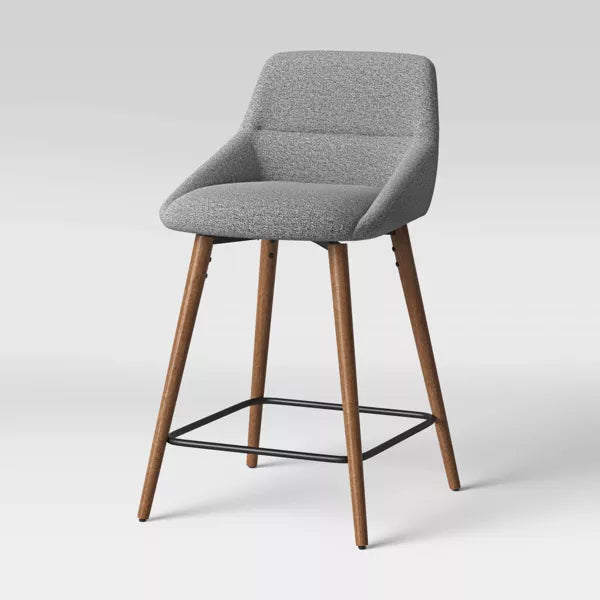 Timo Swivel Counter Height Barstool with Wood Base - Gray - Threshold