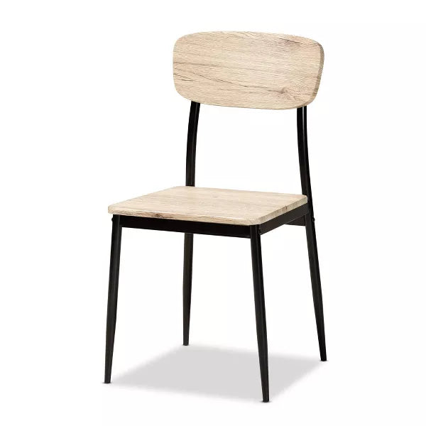 4pc Honore Wood and Metal Dining Chair Set Light Brown/Black - Baxton Studio