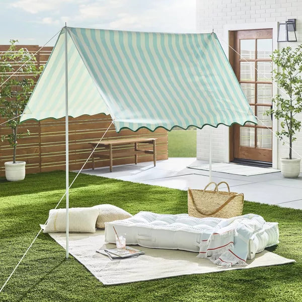 Bold Stripe Sun Shade Light Blue/Cream/Green - Hearth & Hand with Magnolia