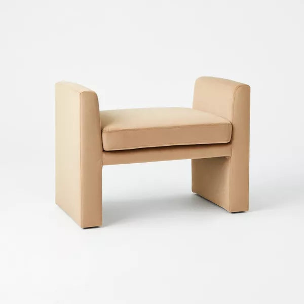 Vernon Ottoman, Cream Faux Shearling - Threshold designed with Studio McGee