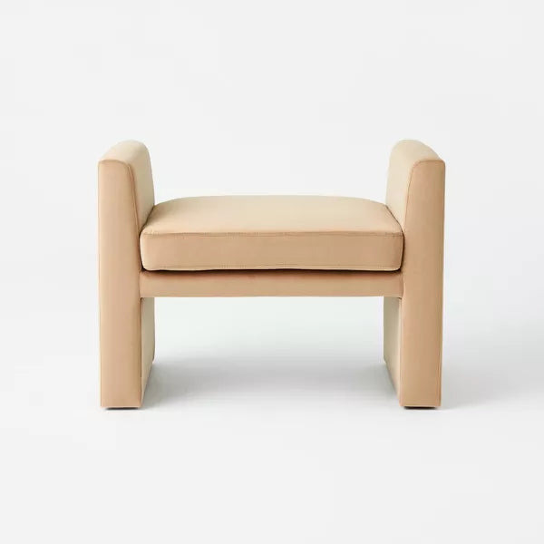 Vernon Ottoman, Cream Faux Shearling - Threshold designed with Studio McGee