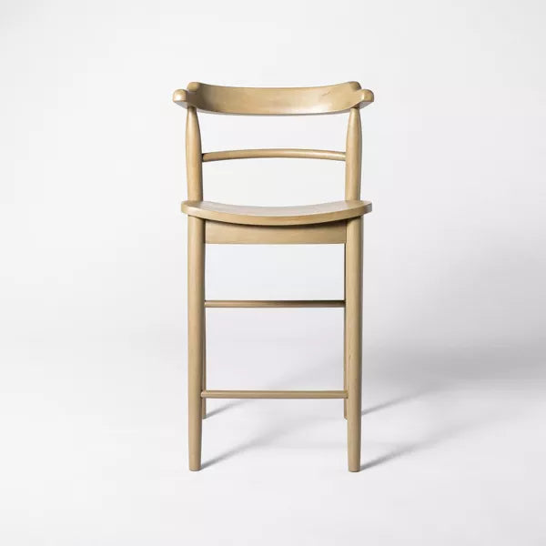 Kaysville Curved Back Wood Counter Height Barstool, Natural - Threshold