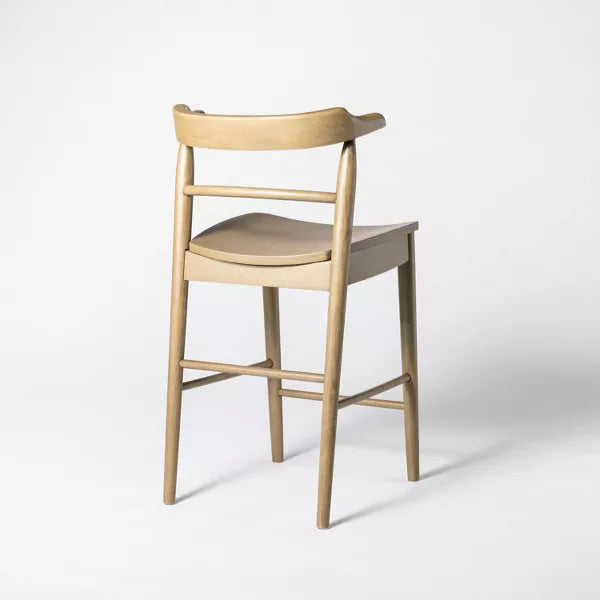 Kaysville Curved Back Wood Counter Height Barstool, Natural - Threshold