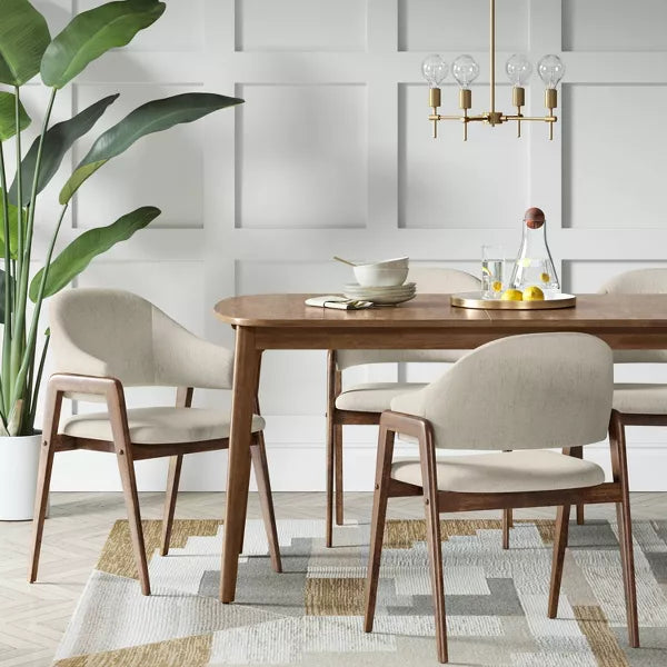 Ingleside Open Back Upholstered Wood Frame Dining Chair Linen (KD) - Threshold