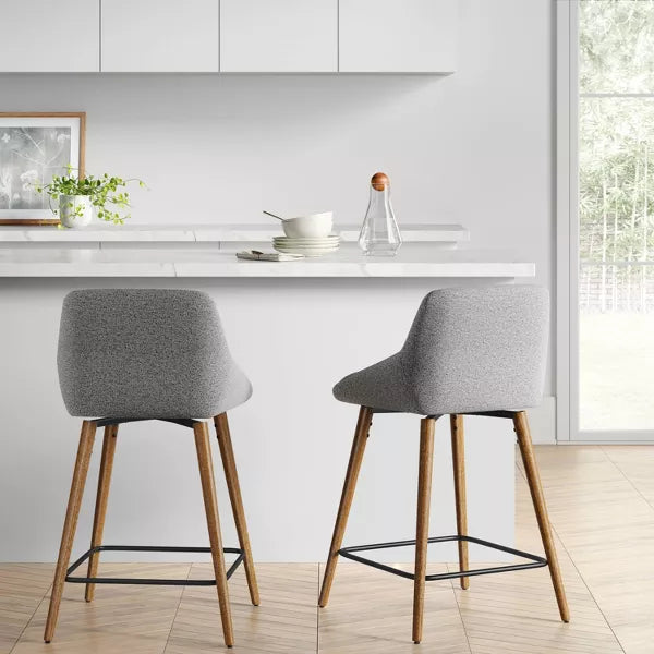Timo Swivel Counter Height Barstool with Wood Base - Gray - Threshold