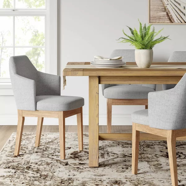 Kinston Curved Back Upholstered Dining Chair, Light Gray
