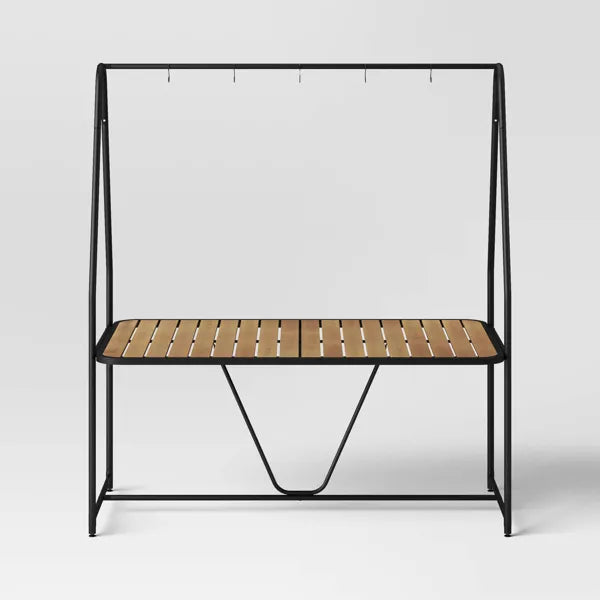 Rectangle A-Frame Pergola Outdoor Patio Dining Table Black