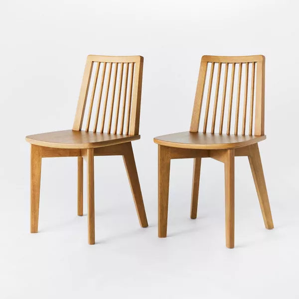 2pk Linden Modified Windsor Wood Dining Chair, Natural - Threshold designed with Studio McGee