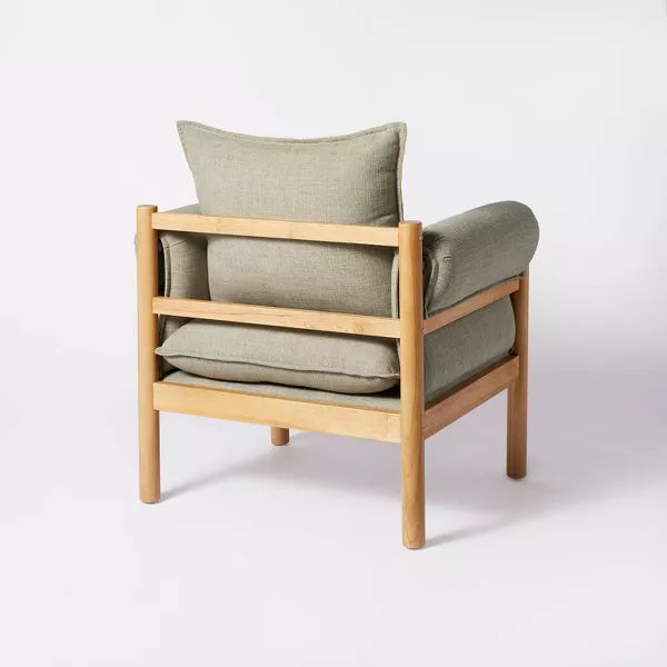 Arbon Wood Dowel Accent Chair with Cushion Arms Light Gray Linen - Threshold designed with Studio McGee