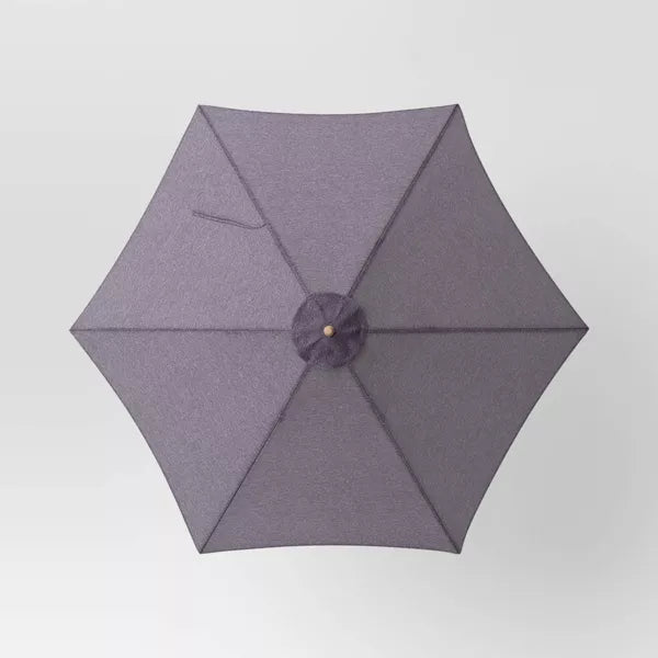 9' Round Outdoor Patio Market Umbrella Charcoal with Light Wood Pole - Threshold