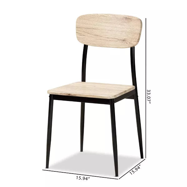 4pc Honore Wood and Metal Dining Chair Set Light Brown/Black - Baxton Studio