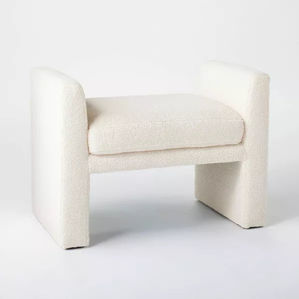 Vernon Ottoman, Cream Faux Shearling - Threshold designed with Studio McGee