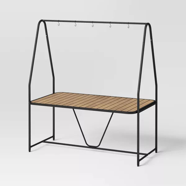 Rectangle A-Frame Pergola Outdoor Patio Dining Table Black