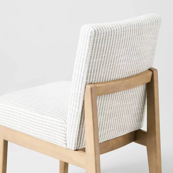 Upholstered Natural Wood Slipper Dining Chair Microstripe - Gray/Cream - Hearth & Hand with Magnolia