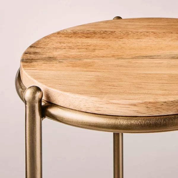 27" Wood & Brass Round Plant Stand - Hearth & Hand with Magnolia