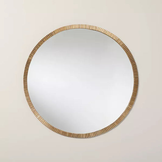 30" Pleated Brass Round Wall Mirror Antique Finish - Hearth & Hand with Magnolia