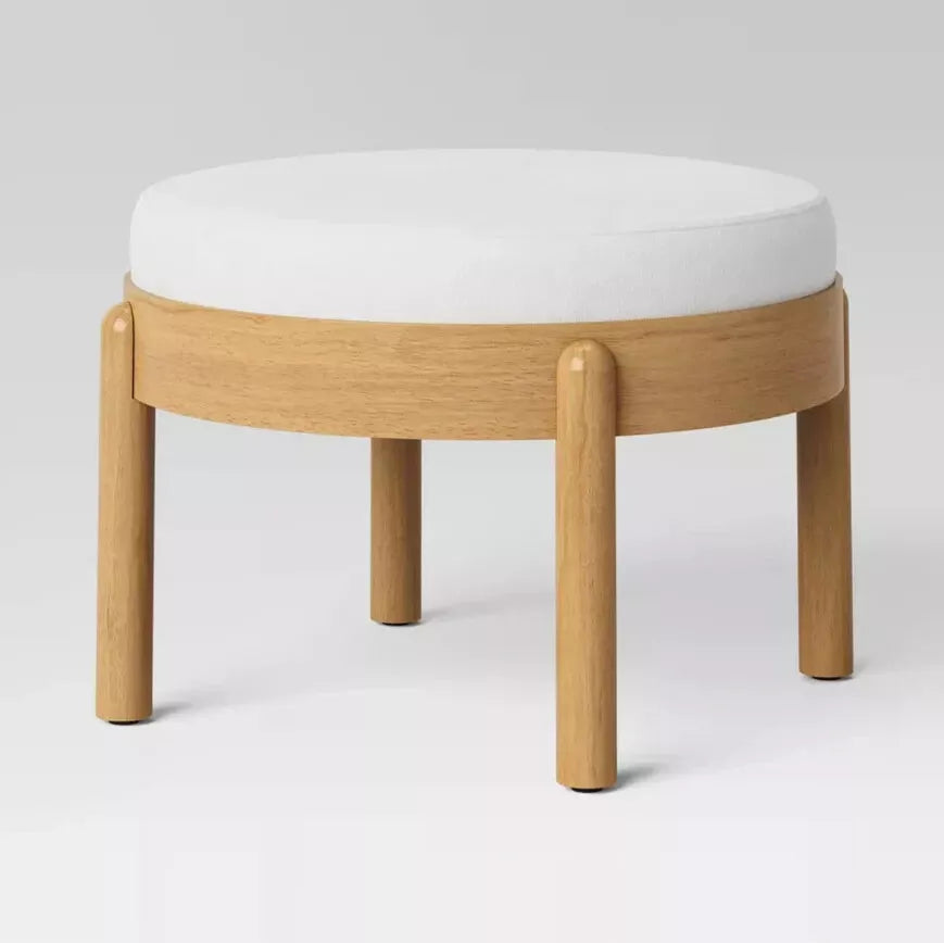 Reedsville Dowel Ottoman with Velvet Fully Assembled Cream - Threshold