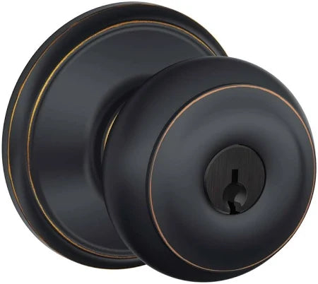 SCHLAGE Keyed Entry F51AGE0716 Georgian Aged Bronze Passage Doorknob