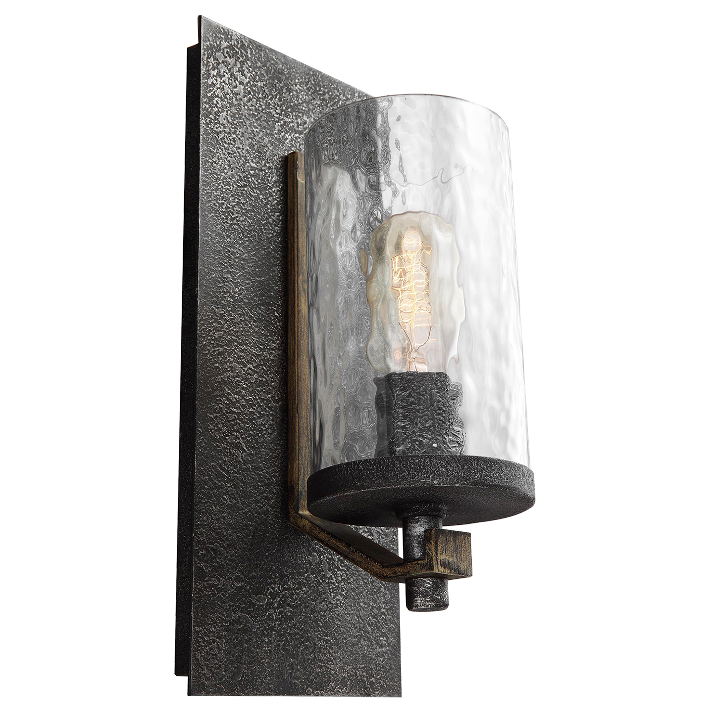 Angelo 1 Light 13 Inch Tall Wall Sconce In Distressed Weathered Oak-Slate Grey Metal With Clear Glass MWB1825DWK/SGM