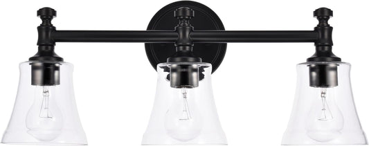 Hanaloa Brass and Black Bathroom Vanity Light Fixtures, Traditional 3 Lights Bathroom Lighting with Clear Glass