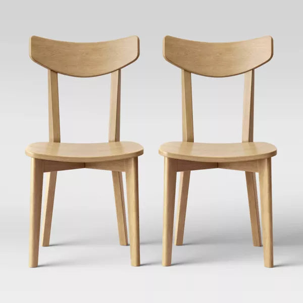 2pk Astrid Mid-Century Dining Chairs Wood Seat Natural - Threshold